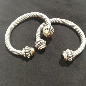 Silver Tone Rope Bracelet Set of 2